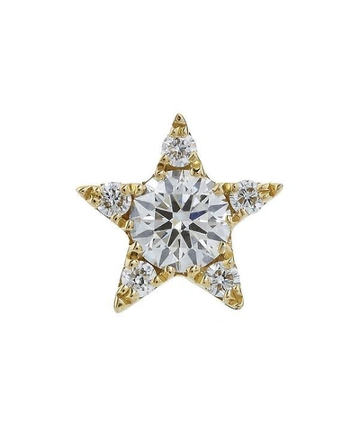 Shop Maria Tash 18ct 5.5mm Diamond Star Single Threaded Stud Earring In Yellow Gold