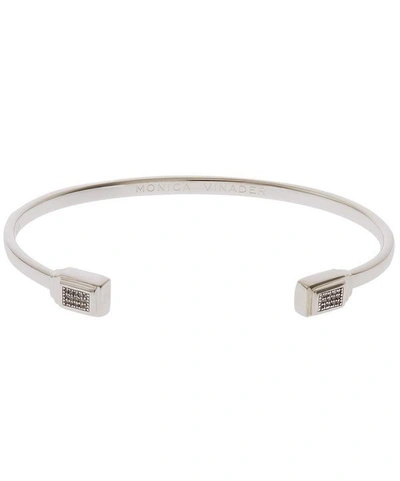 Shop Monica Vinader Silver Baja Deco Thin Diamond Cuff Bracelet