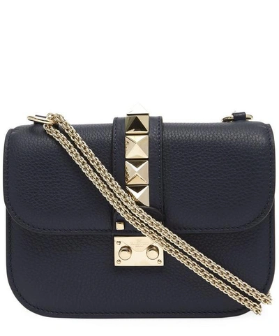 Shop Valentino Small Leather Rockstud Lock Shoulder Bag In White