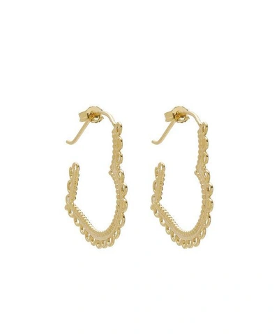 Shop Alex Monroe Gold-plated Lace-edged Heart Hoop Earrings
