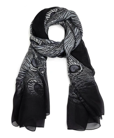 Shop Liberty London Hera 110x130 Silk Chiffon Scarf In Black