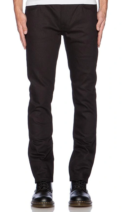 Shop Nudie Jeans Thin Finn In Org. Dry Cold Black