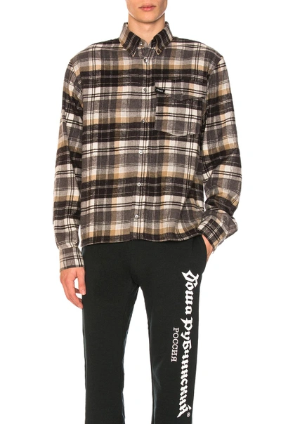 Shop Gosha Rubchinskiy Check Flannel Shirt In Checkered & Plaid,gray