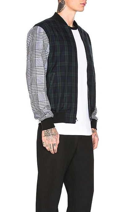 Shop Stussy Mixed Plaid Bomber In Navy