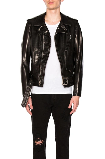 Shop Schott Pebbled Moto Jacket In Black