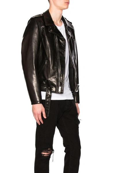 Shop Schott Pebbled Moto Jacket In Black