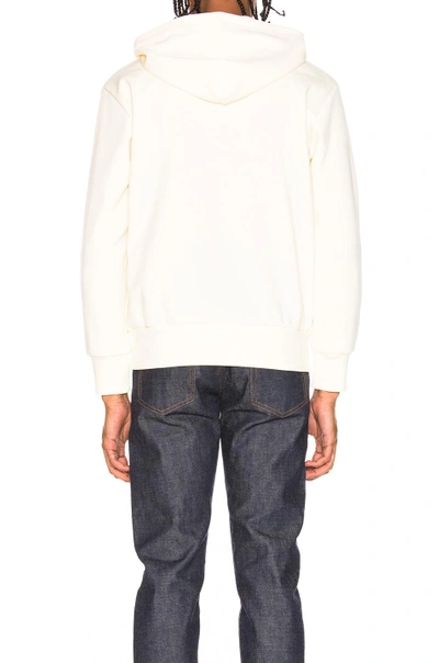 Comme Des Garçons Play Zip Poly Hoodie With Red Emblem In Ivory