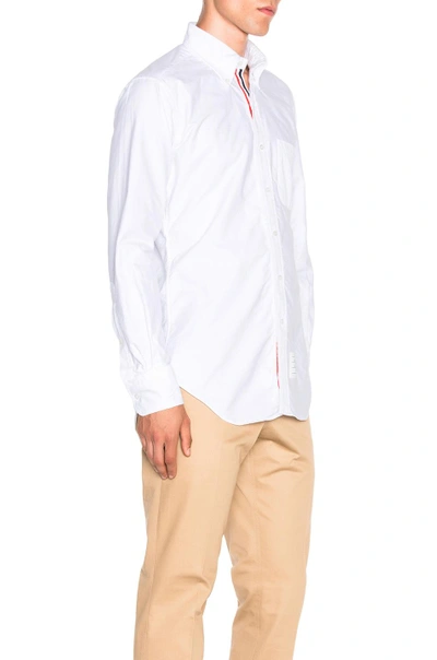 Shop Thom Browne Classic Button Down With Ribbon Placket