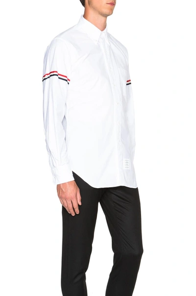 Shop Thom Browne Classic Button Down With Grosgrain Armbands