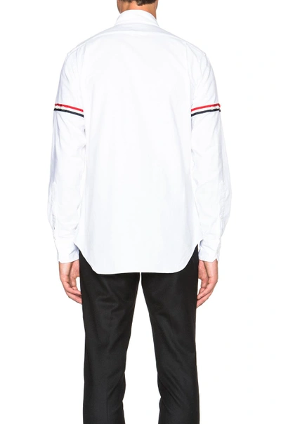 Shop Thom Browne Classic Button Down With Grosgrain Armbands