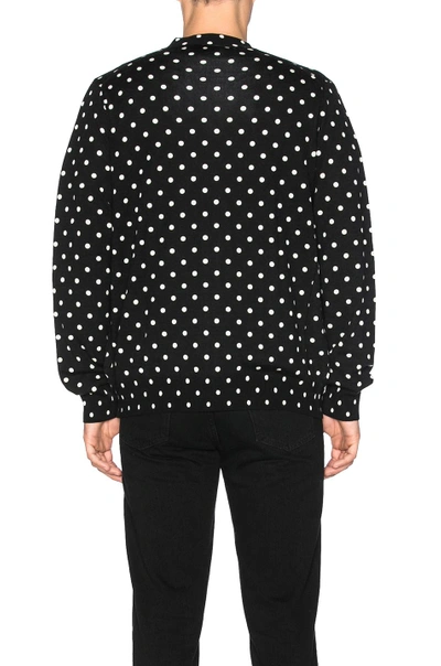 Shop Comme Des Garçons Play Dot Print Wool Cardigan With Black Emblem In Black & Natural