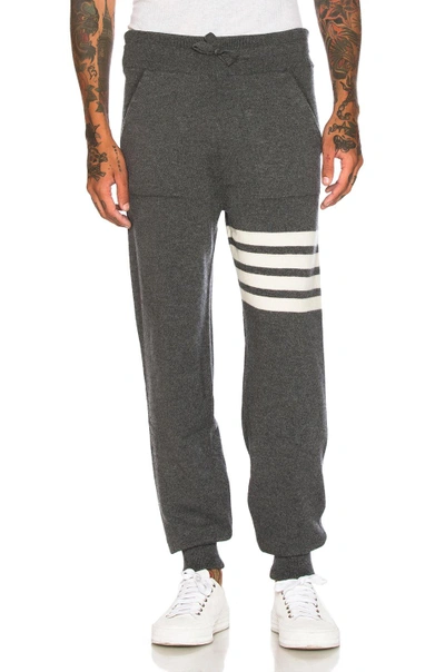 Shop Thom Browne Cashmere 4 Bar Stripe Sweatpants In Gray