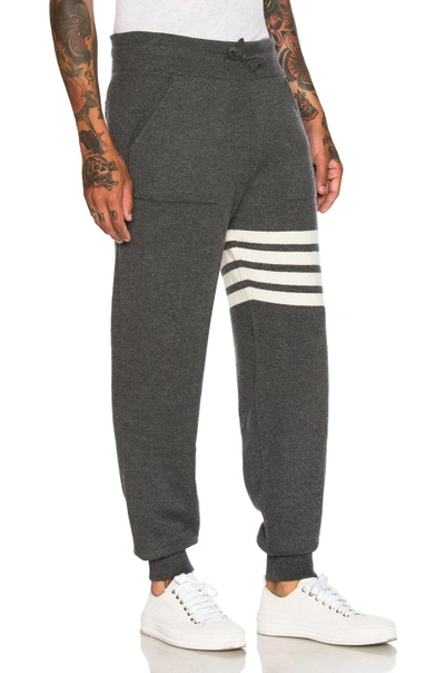 Shop Thom Browne Cashmere 4 Bar Stripe Sweatpants In Gray