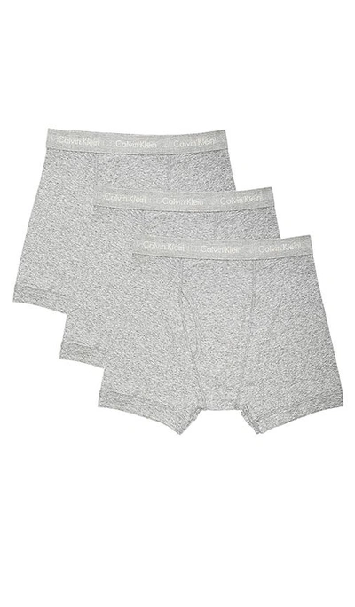 Shop Calvin Klein Underwear Cotton Classics 3 Pack Boxer Briefs In Heather Grey