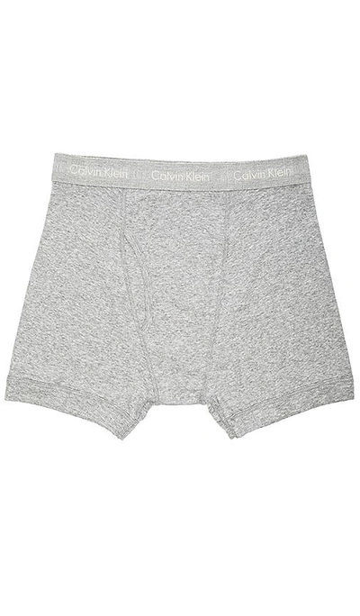 Shop Calvin Klein Underwear Cotton Classics 3 Pack Boxer Briefs In Heather Grey