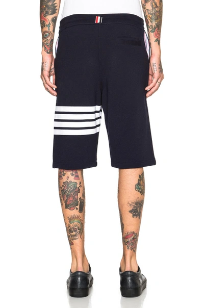 Thom Browne Blue Crewneck Sweater With Logo Patch And Rwb Detail In Cotton In Navy