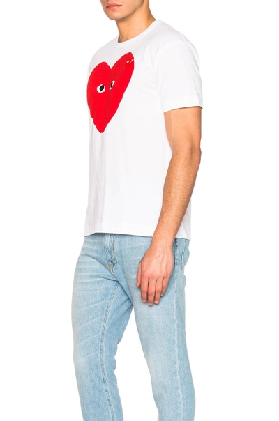 Comme Des Garçons Big Heart Graphic Tee In White