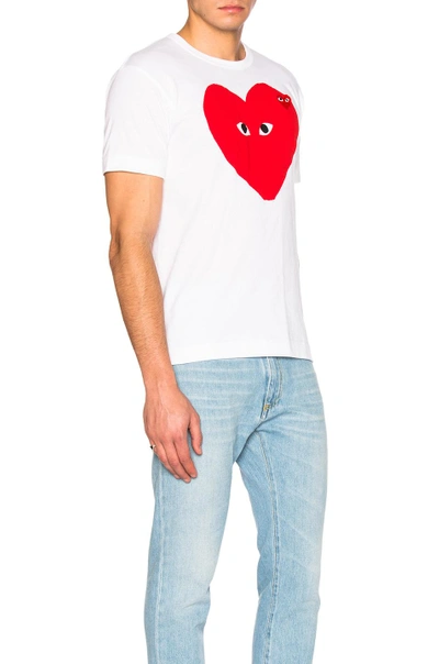 Comme Des Garçons Big Heart Graphic Tee In White