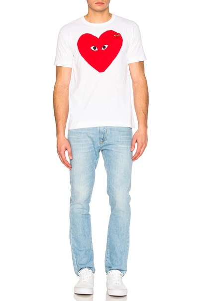 Comme Des Garçons Big Heart Graphic Tee In White