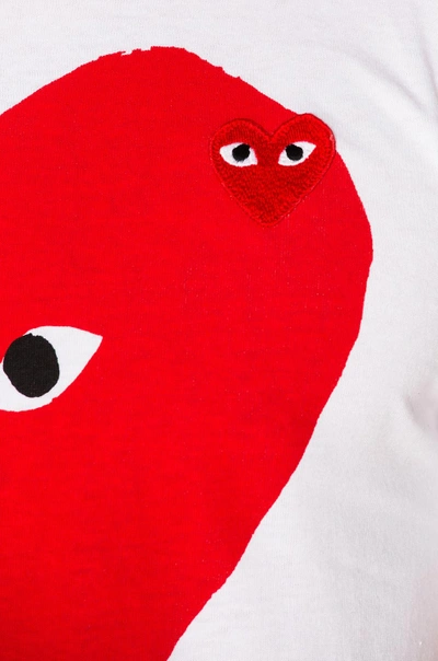 Comme Des Garçons Big Heart Graphic Tee In White