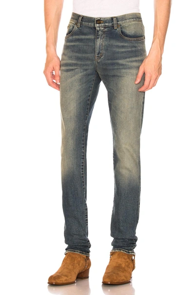 Shop Saint Laurent Slim Jeans In Medium Blue