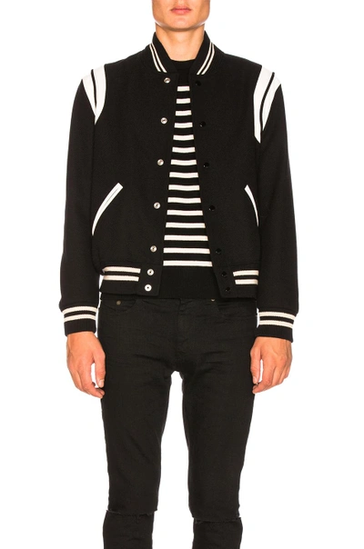 Saint Laurent Teddy Jacket In Wool In Black