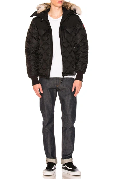 Shop Canada Goose Pritchard Coat With Coyote Fur Trim In Black