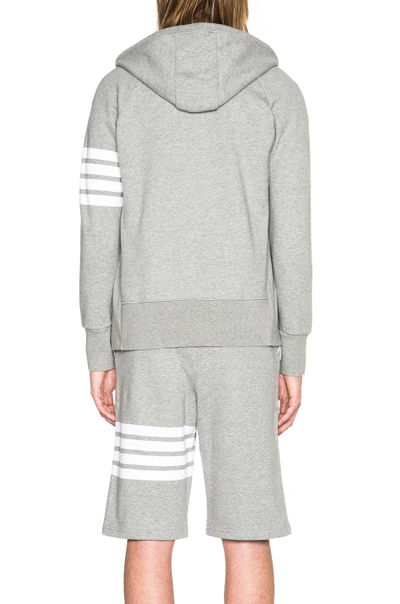 Thom Browne Two-way Zip-up Hoodie With Signature Stripe Detail In Light Heather Grey