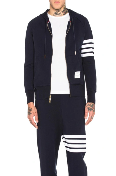 Thom Browne Classic Loopback 4-bar Full Zip Hoodie In Gray