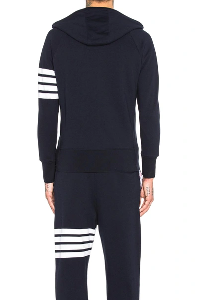 Shop Thom Browne Engineered 4 Bar Zip Hoodie In Navy