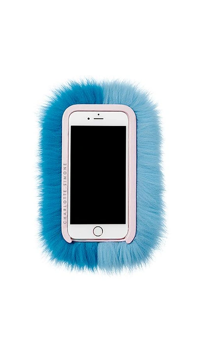 Shop Charlotte Simone Phone Fluff Faux Fur Iphone 7/8 Case In Blue