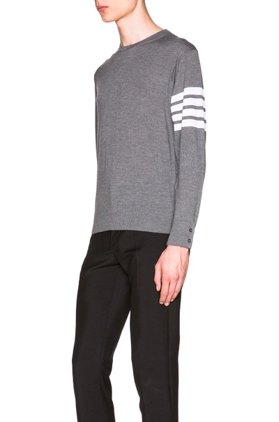 Thom Browne L Crewneck Sweater With 4 Bar Inlay In Medium Grey