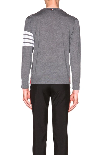 Thom Browne L Crewneck Sweater With 4 Bar Inlay In Medium Grey