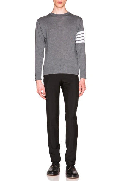 Shop Thom Browne Classic Merino Crewneck Sweater In Medium Grey