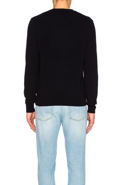 Shop Comme Des Garçons Play V Neck Double Emblem Sweater In Blue