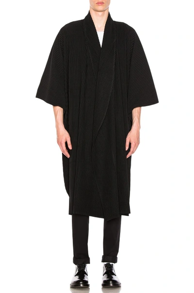 Shop Issey Miyake Homme Plisse Wrap Coat In Black