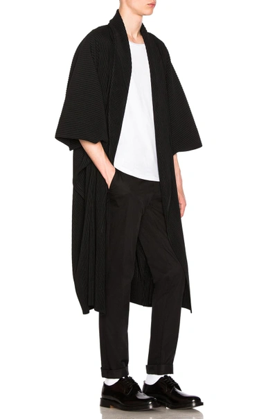 Shop Issey Miyake Homme Plisse Wrap Coat In Black