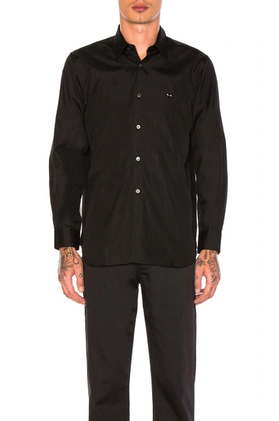 Comme Des Garçons Play Small Black Emblem Cotton Button Down In Black