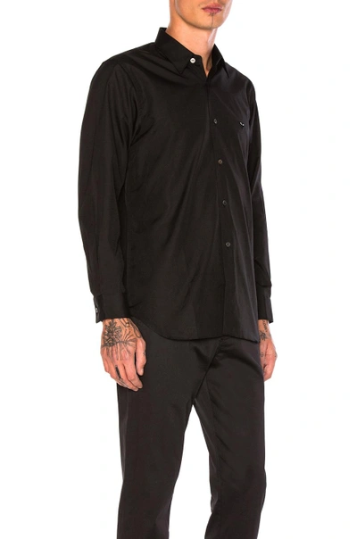 Comme Des Garçons Play Small Black Emblem Cotton Button Down In Black