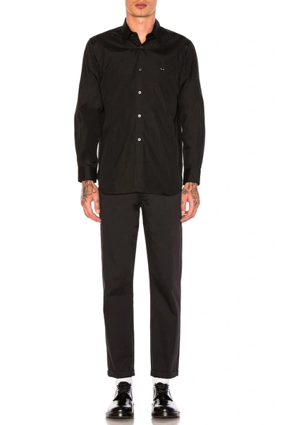 Comme Des Garçons Play Small Black Emblem Cotton Button Down In Black