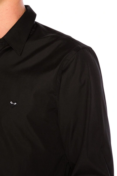 Comme Des Garçons Play Small Black Emblem Cotton Button Down In Black