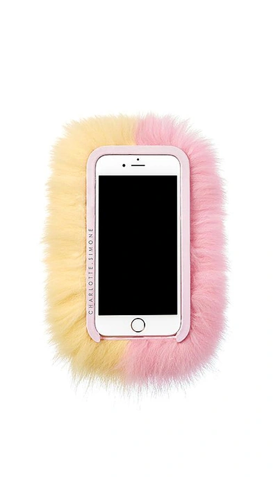 Shop Charlotte Simone Phone Fluff Faux Fur Iphone 7/8 Case In Yellow
