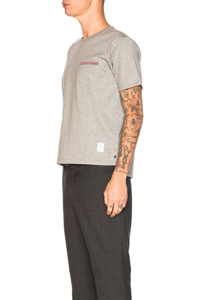 Shop Thom Browne Jersey Cotton Short Sleeve Pocket Tee In Light Grey