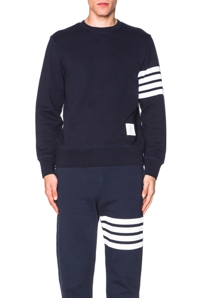 Thom Browne Classic Sweatshirt In Classic Loopback With Engineered 4 Bar Clothing In Navy