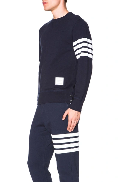 Thom Browne Classic Sweatshirt In Classic Loopback With Engineered 4 Bar Clothing In Navy