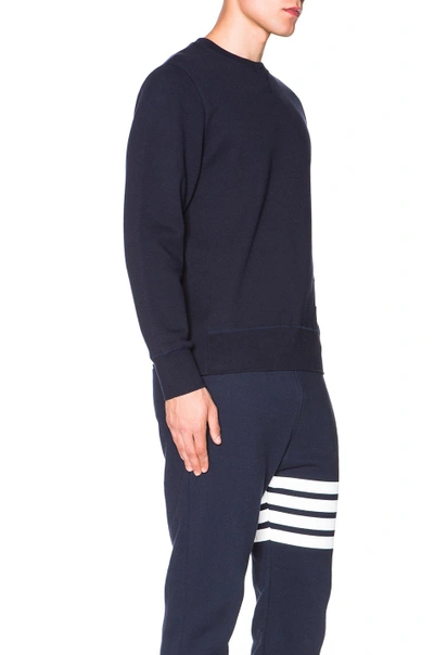 Thom Browne Classic Sweatshirt In Classic Loopback With Engineered 4 Bar Clothing In Navy