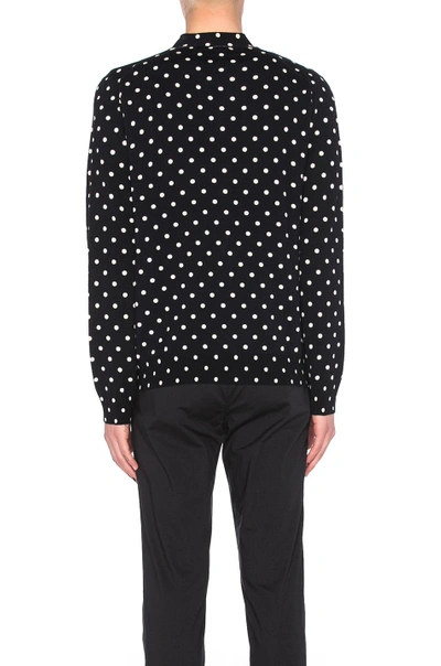 Comme Des Garçons Play Dot Print Wool Cardigan With Black Emblem