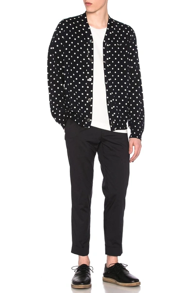 Comme Des Garçons Play Dot Print Wool Cardigan With Black Emblem
