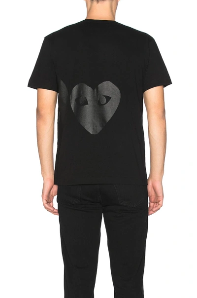 Shop Comme Des Garçons Play Flipped Heart Cotton Tee In Black