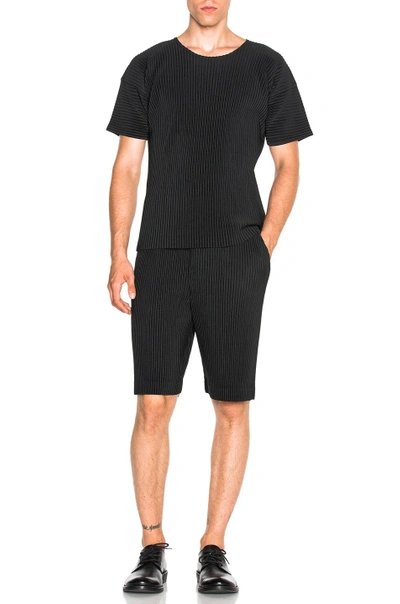 Shop Issey Miyake Homme Plisse Pleated Shorts In Black